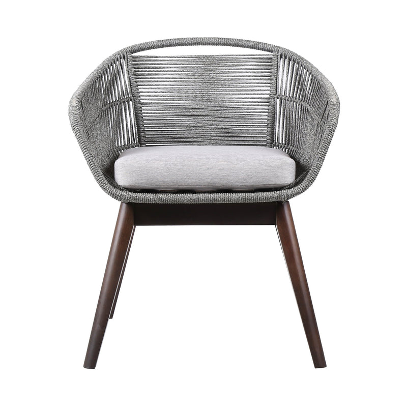 Tutti Frutti Indoor Outdoor Dining Chair in Dark Eucalyptus Wood with Gray Rope and Gray Cushion - Furniture City (CA)l