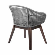 Tutti Frutti Indoor Outdoor Dining Chair in Dark Eucalyptus Wood with Gray Rope and Gray Cushion - Furniture City (CA)l