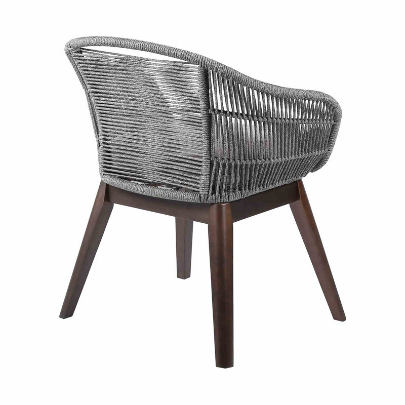 Tutti Frutti Indoor Outdoor Dining Chair in Dark Eucalyptus Wood with Gray Rope and Gray Cushion - Furniture City (CA)l