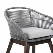 Tutti Frutti Indoor Outdoor Dining Chair in Dark Eucalyptus Wood with Gray Rope and Gray Cushion - Furniture City (CA)l
