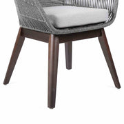Tutti Frutti Indoor Outdoor Dining Chair in Dark Eucalyptus Wood with Gray Rope and Gray Cushion - Furniture City (CA)l