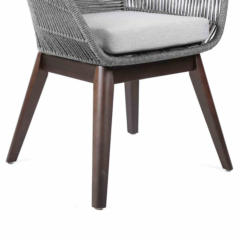 Tutti Frutti Indoor Outdoor Dining Chair in Dark Eucalyptus Wood with Gray Rope and Gray Cushion - Furniture City (CA)l