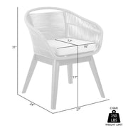 Tutti Frutti Indoor Outdoor Dining Chair in Dark Eucalyptus Wood with Gray Rope and Gray Cushion - Furniture City (CA)l