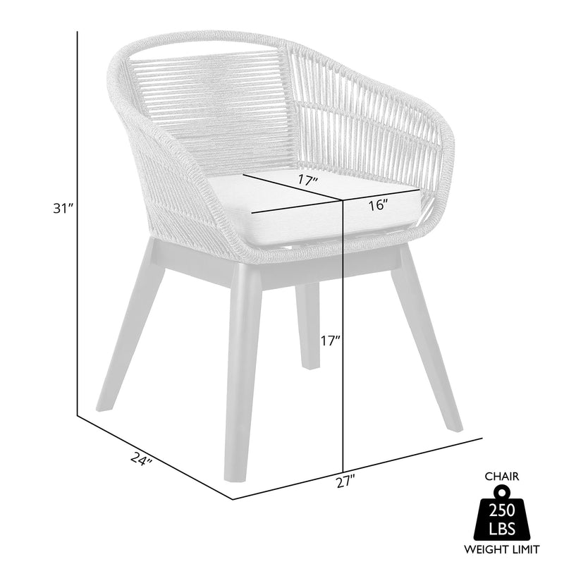 Tutti Frutti Indoor Outdoor Dining Chair in Dark Eucalyptus Wood with Gray Rope and Gray Cushion - Furniture City (CA)l