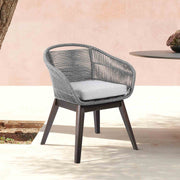 Tutti Frutti Indoor Outdoor Dining Chair in Dark Eucalyptus Wood with Gray Rope and Gray Cushion - Furniture City (CA)l