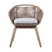 Tutti Frutti Indoor Outdoor Dining Chair in Light Eucalyptus Wood with Truffle Rope and Gray Cushion - Furniture City (CA)l
