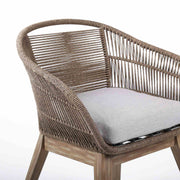 Tutti Frutti Indoor Outdoor Dining Chair in Light Eucalyptus Wood with Truffle Rope and Gray Cushion - Furniture City (CA)l