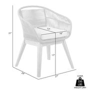 Tutti Frutti Indoor Outdoor Dining Chair in Light Eucalyptus Wood with Truffle Rope and Gray Cushion - Furniture City (CA)l