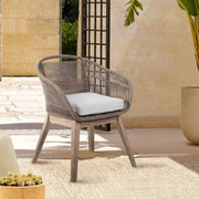 Tutti Frutti Indoor Outdoor Dining Chair in Light Eucalyptus Wood with Truffle Rope and Gray Cushion - Furniture City (CA)l