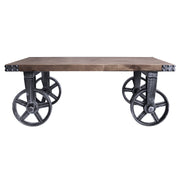 Trego Industrial Coffee Table in Industrial Gray and Pine Wood Top - Furniture City (CA)l