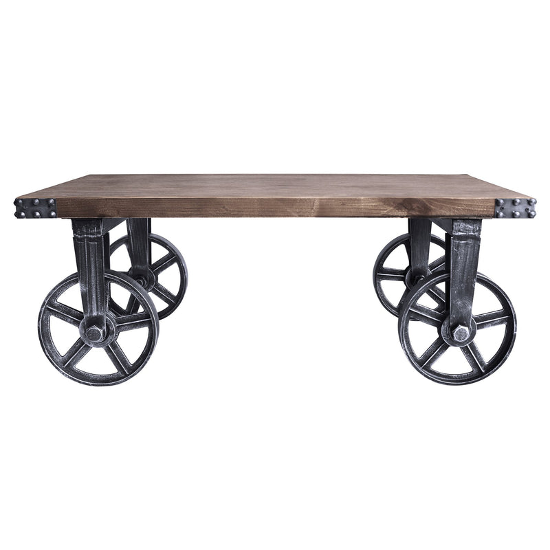 Trego Industrial Coffee Table in Industrial Gray and Pine Wood Top - Furniture City (CA)l