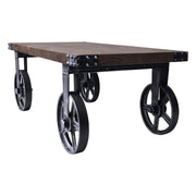 Trego Industrial Coffee Table in Industrial Gray and Pine Wood Top - Furniture City (CA)l
