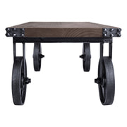 Trego Industrial Coffee Table in Industrial Gray and Pine Wood Top - Furniture City (CA)l