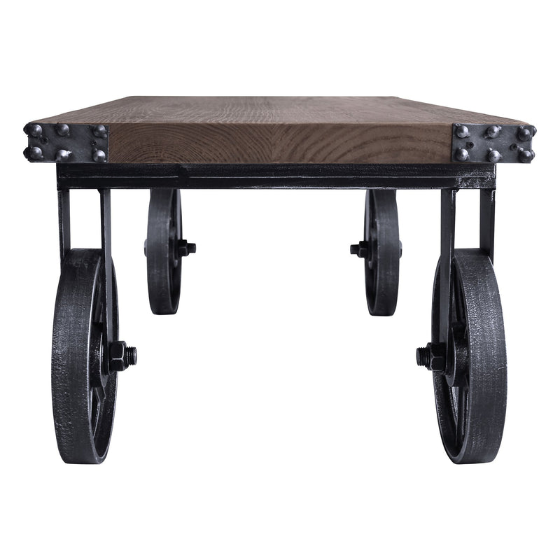 Trego Industrial Coffee Table in Industrial Gray and Pine Wood Top - Furniture City (CA)l