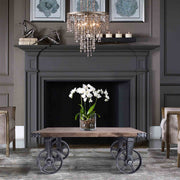 Trego Industrial Coffee Table in Industrial Gray and Pine Wood Top - Furniture City (CA)l