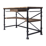 Theo Industrial Desk in Industrial Gray and Pine Wood Top - Furniture City (CA)l