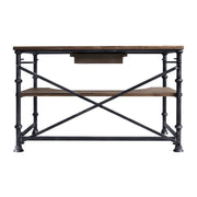 Theo Industrial Desk in Industrial Gray and Pine Wood Top - Furniture City (CA)l