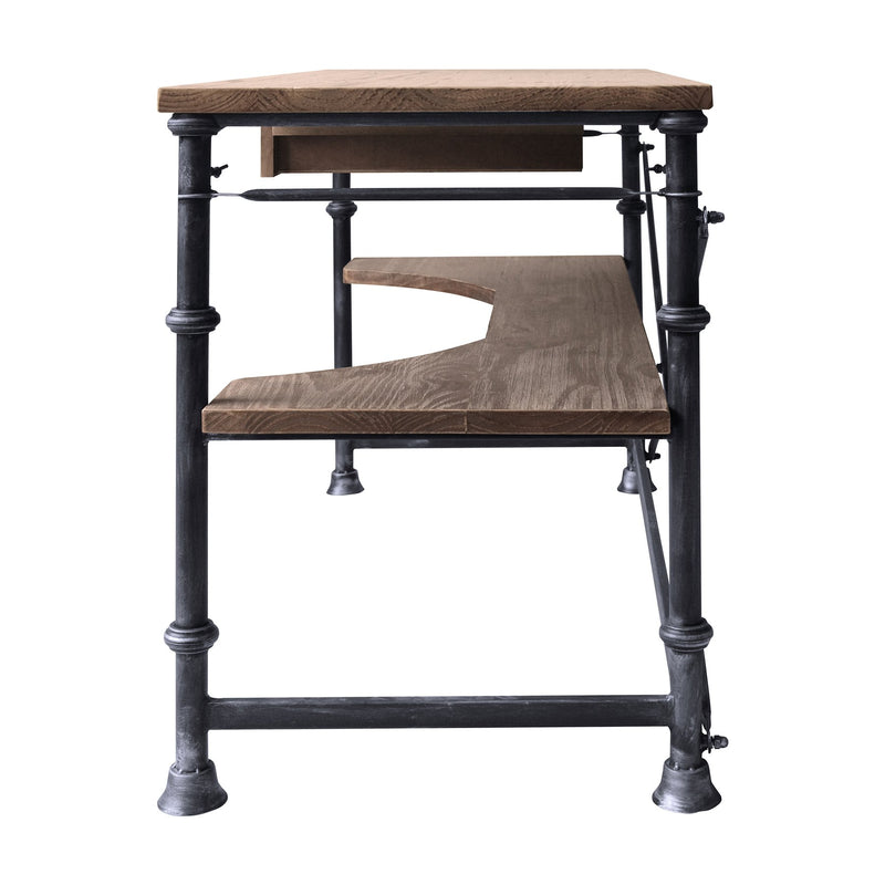 Theo Industrial Desk in Industrial Gray and Pine Wood Top - Furniture City (CA)l