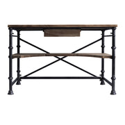 Theo Industrial Desk in Industrial Gray and Pine Wood Top - Furniture City (CA)l