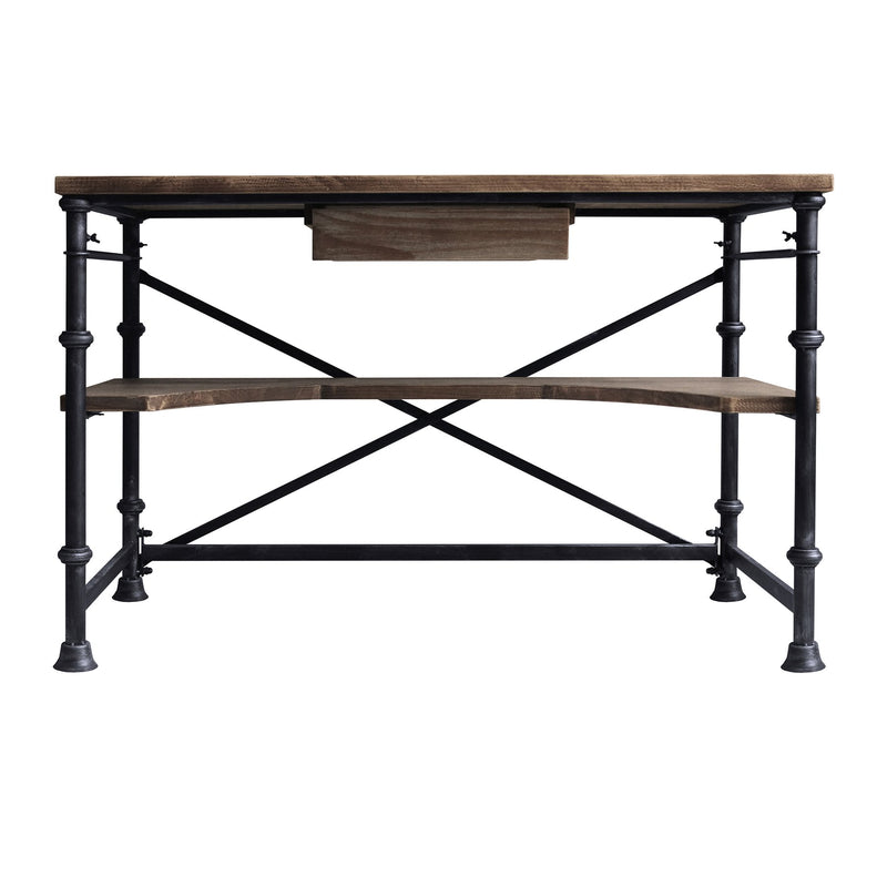 Theo Industrial Desk in Industrial Gray and Pine Wood Top - Furniture City (CA)l