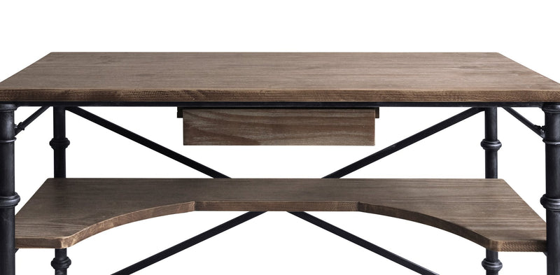 Theo Industrial Desk in Industrial Gray and Pine Wood Top - Furniture City (CA)l