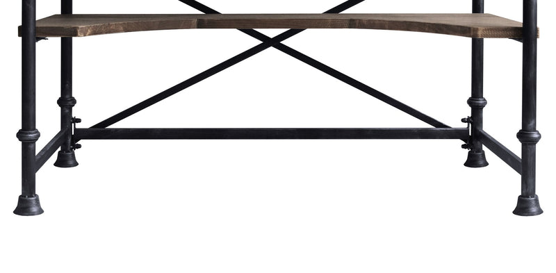 Theo Industrial Desk in Industrial Gray and Pine Wood Top - Furniture City (CA)l