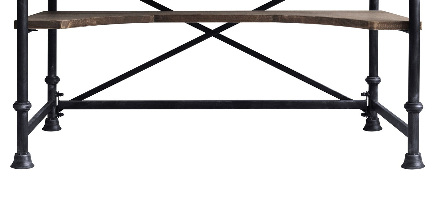 Theo Industrial Desk in Industrial Gray and Pine Wood Top