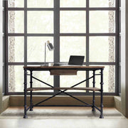 Theo Industrial Desk in Industrial Gray and Pine Wood Top - Furniture City (CA)l