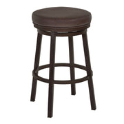 Tilden 26" Counter Height Metal Swivel Backless Barstool in Ford Brown Faux Leather and Auburn Bay Finish - Furniture City (CA)l