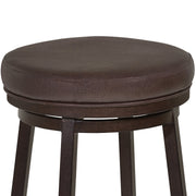 Tilden 26" Counter Height Metal Swivel Backless Barstool in Ford Brown Faux Leather and Auburn Bay Finish - Furniture City (CA)l