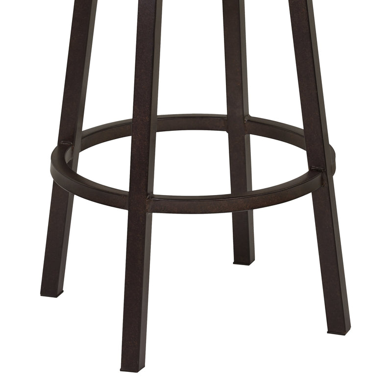 Tilden 26" Counter Height Metal Swivel Backless Barstool in Ford Brown Faux Leather and Auburn Bay Finish - Furniture City (CA)l