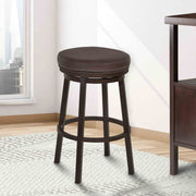 Tilden 26" Counter Height Metal Swivel Backless Barstool in Ford Brown Faux Leather and Auburn Bay Finish - Furniture City (CA)l
