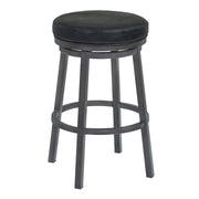 Tilden 26" Counter Height Metal Swivel Backless Barstool in Ford Black Faux Leather and Mineral Finish - Furniture City (CA)l