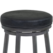 Tilden 30" Bar Height Metal Swivel Backless Barstool in Ford Black Faux Leather and Mineral Finish - Furniture City (CA)l