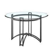 Tibet Contemporary Round Glass Dining Table with Matte Black Iron Base - Furniture City (CA)l