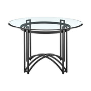 Tibet Contemporary Round Glass Dining Table with Matte Black Iron Base - Furniture City (CA)l