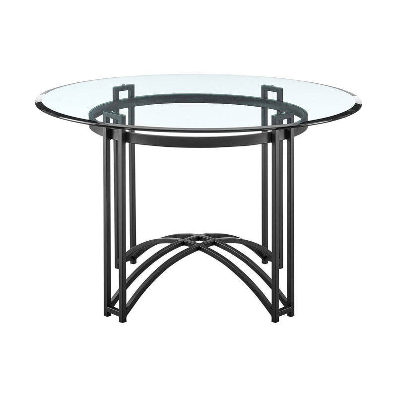 Tibet Contemporary Round Glass Dining Table with Matte Black Iron Base - Furniture City (CA)l