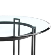 Tibet Contemporary Round Glass Dining Table with Matte Black Iron Base - Furniture City (CA)l