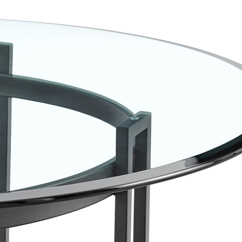 Tibet Contemporary Round Glass Dining Table with Matte Black Iron Base - Furniture City (CA)l