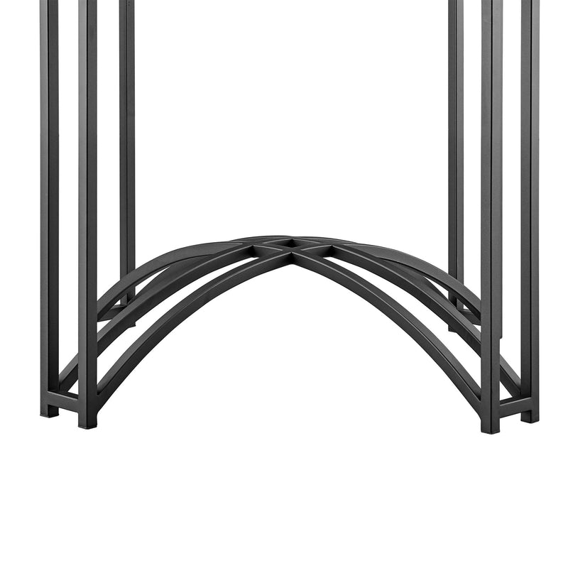 Tibet Contemporary Round Glass Dining Table with Matte Black Iron Base - Furniture City (CA)l