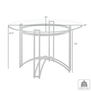 Tibet Contemporary Round Glass Dining Table with Matte Black Iron Base - Furniture City (CA)l