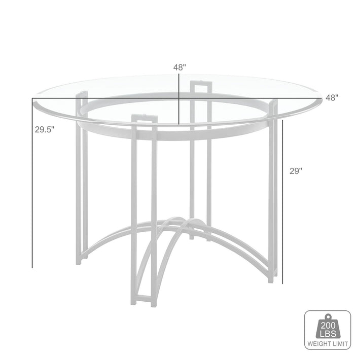 Tibet Contemporary Round Glass Dining Table with Matte Black Iron Base