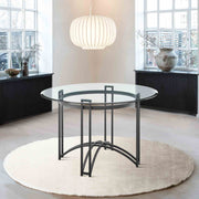 Tibet Contemporary Round Glass Dining Table with Matte Black Iron Base - Furniture City (CA)l