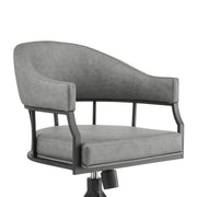 Tibet Swivel Tilt Rolling Dining Chair with Matte Black Iron and Vintage Gray Faux Leather - Furniture City (CA)l