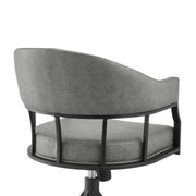 Tibet Swivel Tilt Rolling Dining Chair with Matte Black Iron and Vintage Gray Faux Leather - Furniture City (CA)l
