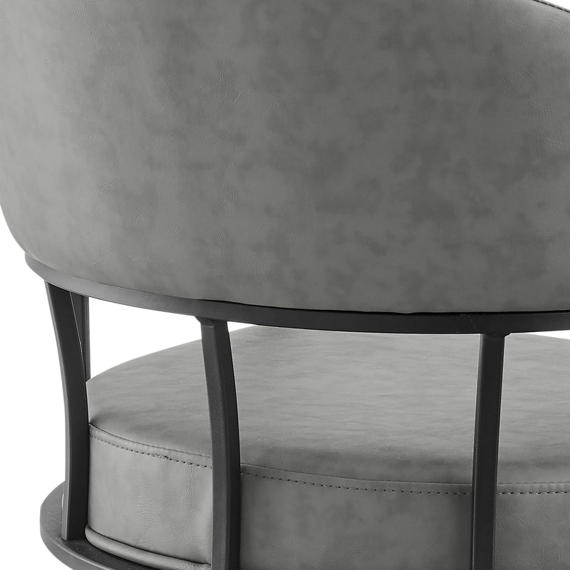 Tibet Swivel Tilt Rolling Dining Chair with Matte Black Iron and Vintage Gray Faux Leather - Furniture City (CA)l