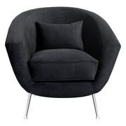 Tulare Contemporary Accent Chair in Brushed Stainless Steel Finish with Black Fabric - Furniture City (CA)l