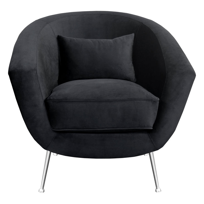 Tulare Contemporary Accent Chair in Brushed Stainless Steel Finish with Black Fabric - Furniture City (CA)l