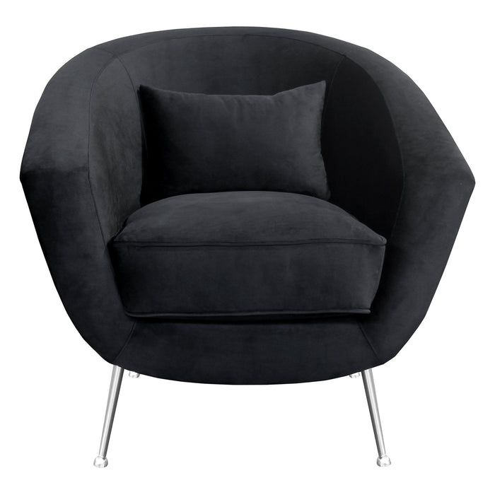 Tulare Contemporary Accent Chair in Brushed Stainless Steel Finish with Black Fabric