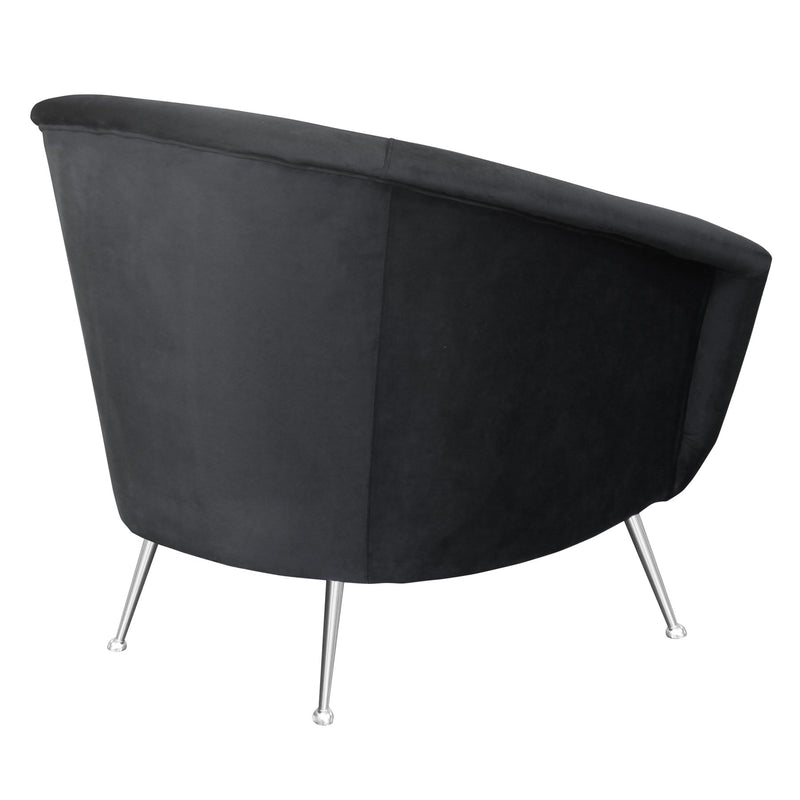 Tulare Contemporary Accent Chair in Brushed Stainless Steel Finish with Black Fabric - Furniture City (CA)l